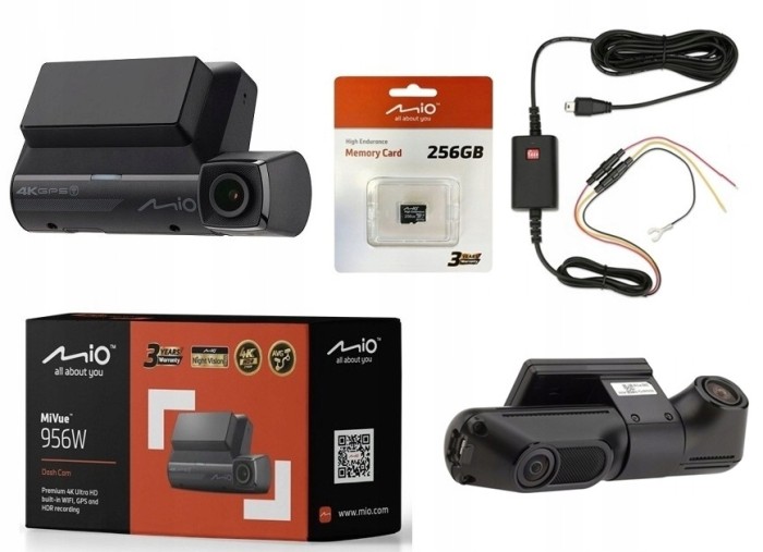 Mio MiVue 956W 4K HDR GPS WiFi + E80D + 256GB + SMARTBOX IV, 3 KANAŁY