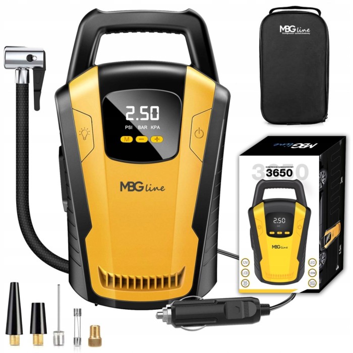 Kompresor samochodowy MBG Line 3650 żółty 120W